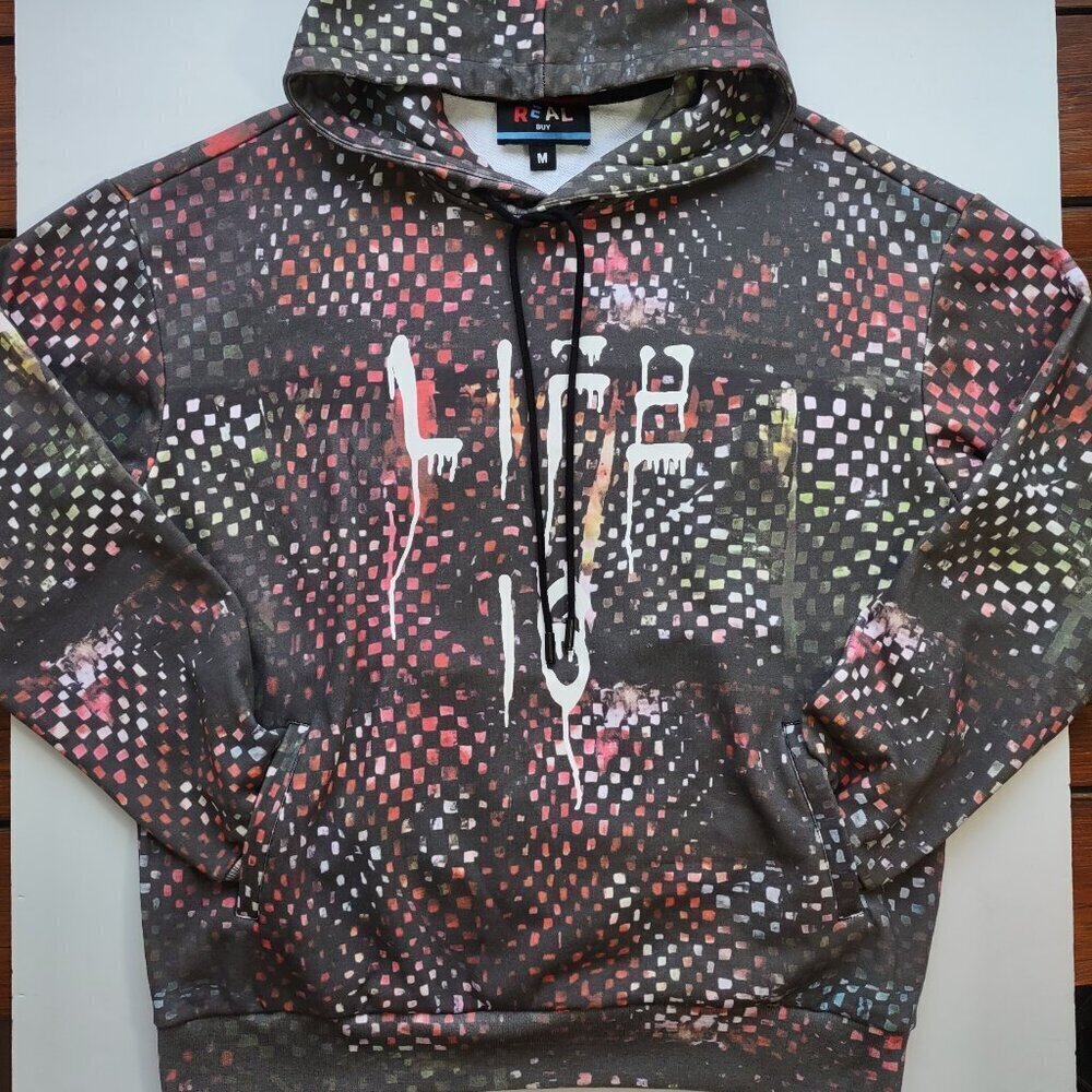 Real Buy Trevor Andrew 'Life Is' Hoodie Edgy Grunge Streetwear Men Medium - Picture 7 of 10